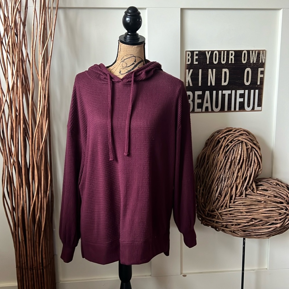 SO Burgundy Waffle Knit Hooded Tunic